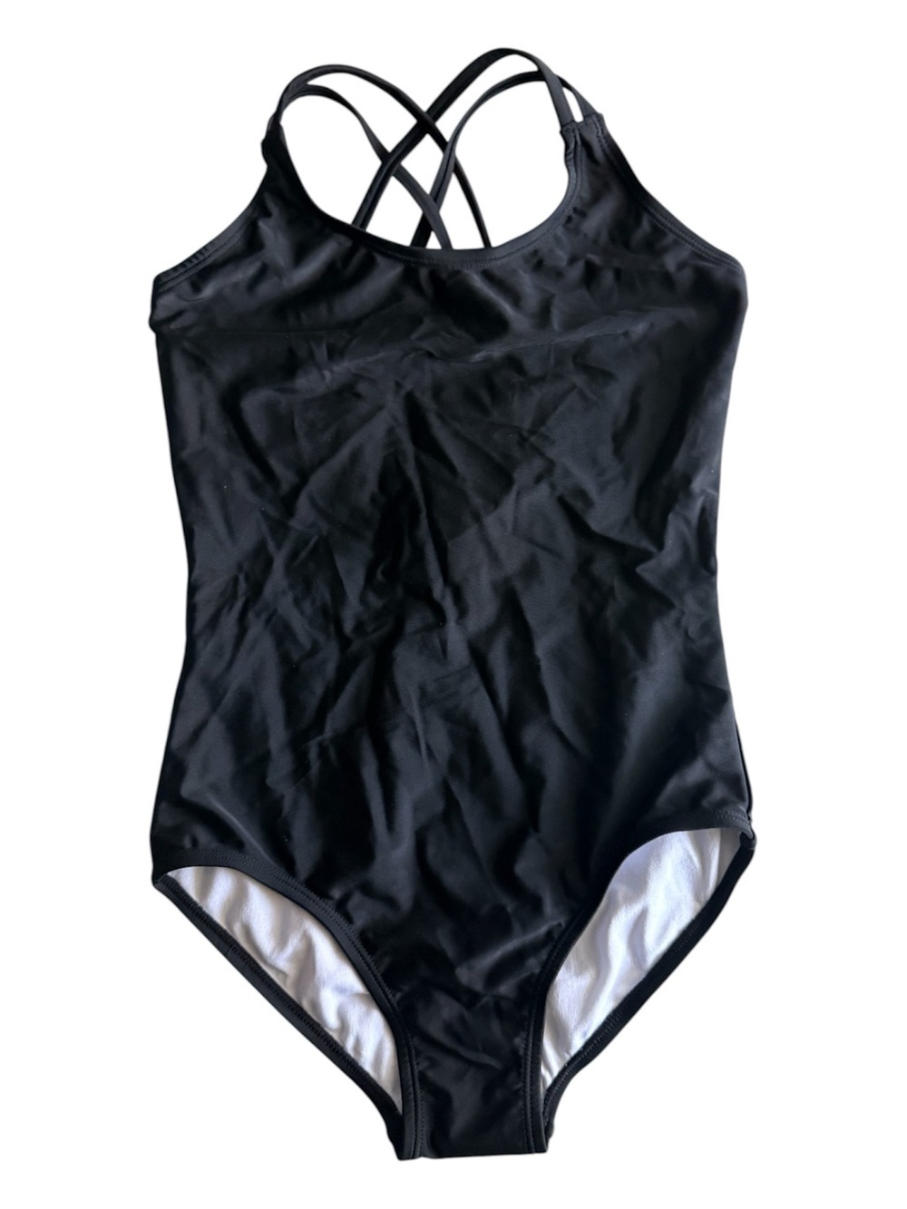 Kanu Surf Black Girls' Crisscross Back One-Piece Swimsuit.
Size 10